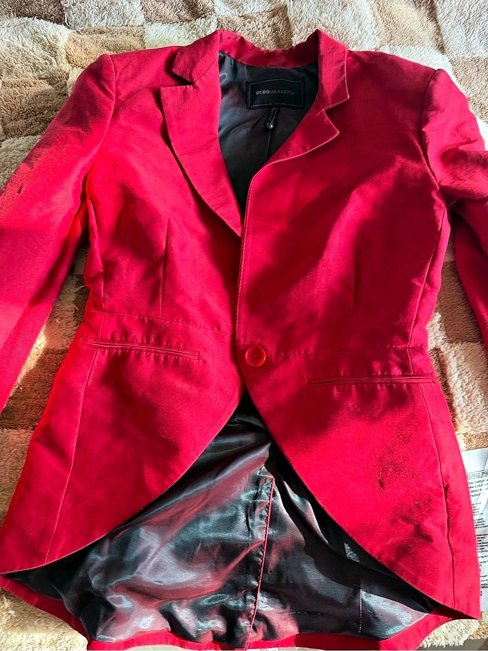 BCBGMAXAZRIA Noah Tailcoat Statement Blazer XS  ~ Red